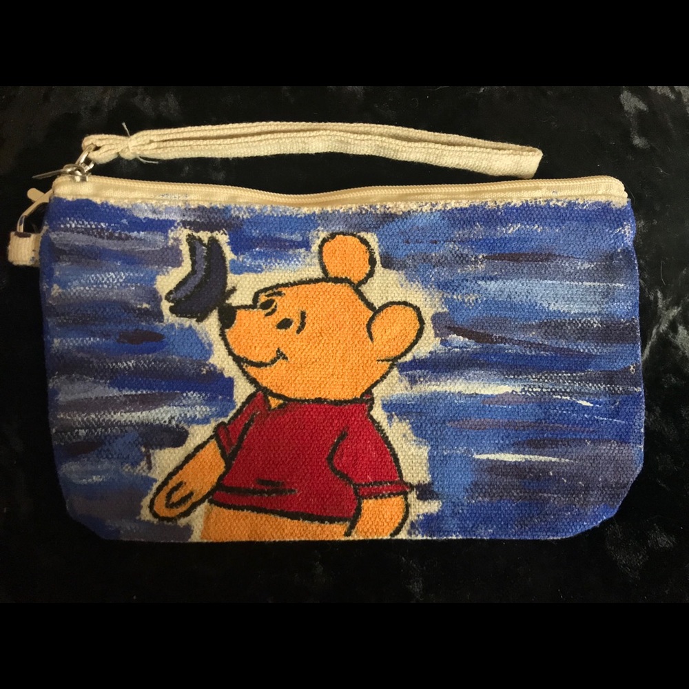 Hand Painted Winnie the Pooh Wristlet